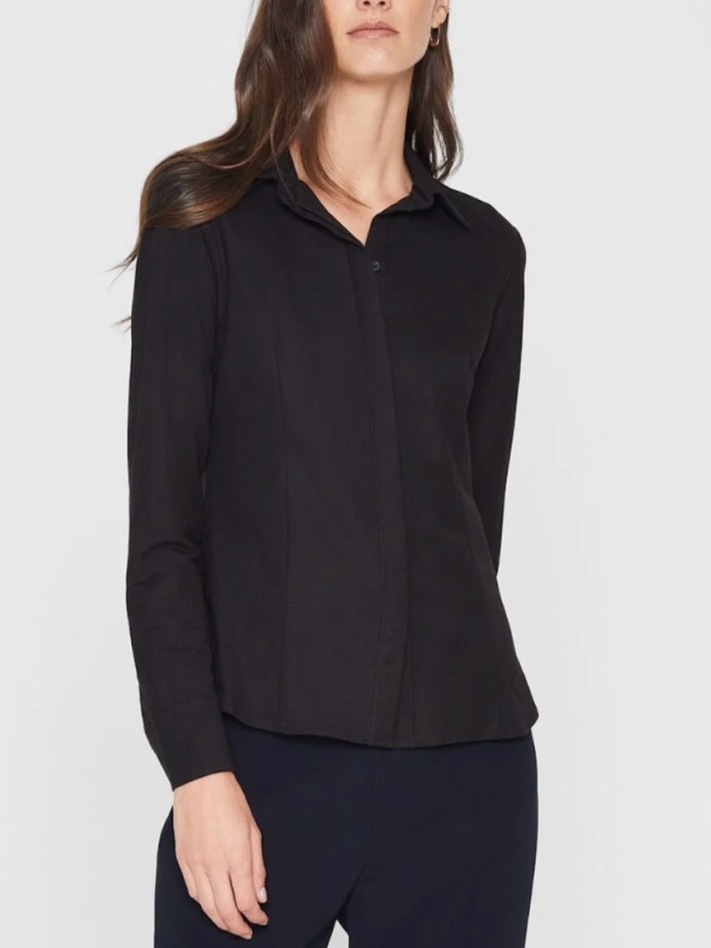 Club Monaco knit slim button-down Black Collared Top